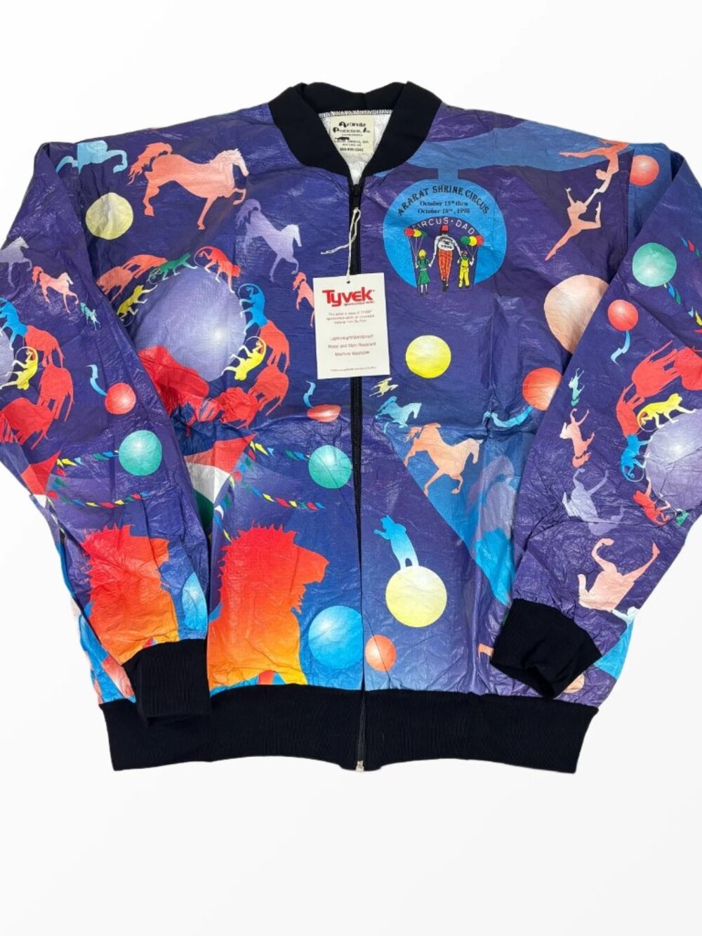 VTG 1998 DuPont Tyvek Jacket Ararat Shrine Circus Dad Packable Windbreaker NWT